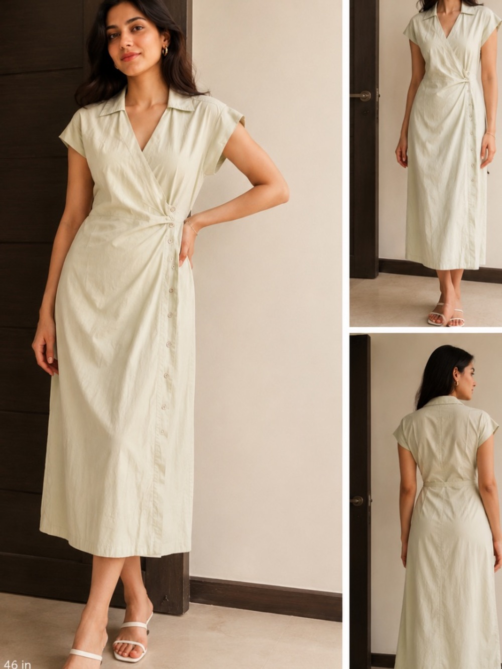 Derek Lam Light jadeite green  Wrap Midi Dress cotton size 4